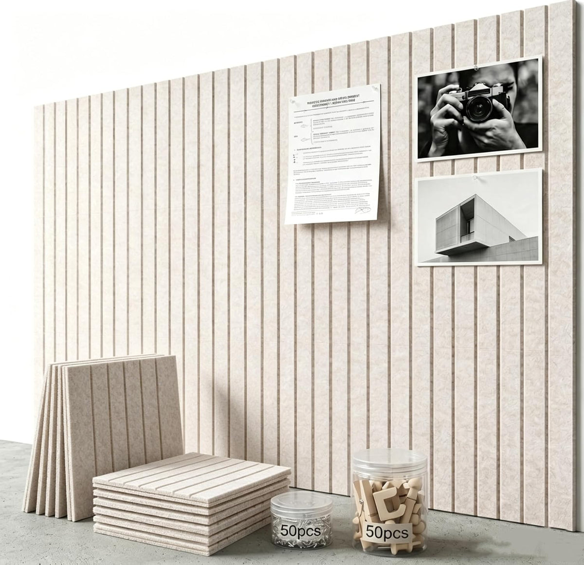 Striped Square Felt Bulletin Board Tiles, 12 Pack