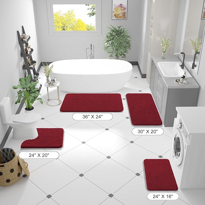 OLANLY Bathroom Runner Rugs 47x17, Extra Soft Absorbent Chenille Bath Rugs