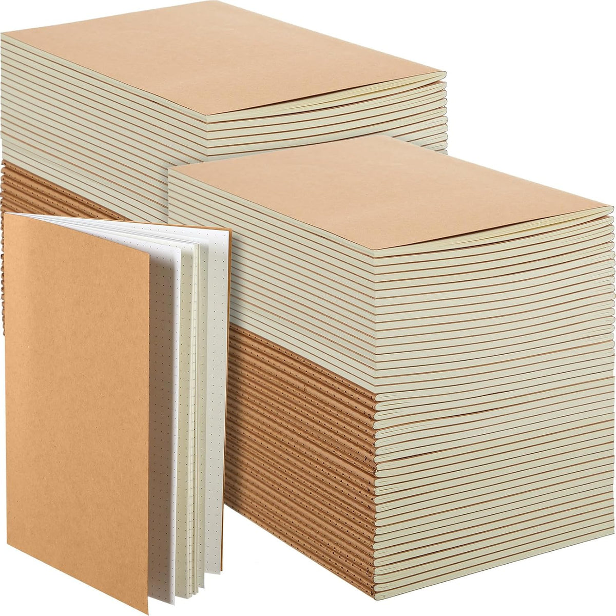 Mimorou 100 Pcs A5 Journals Notebooks Bulk,Brown,Dot