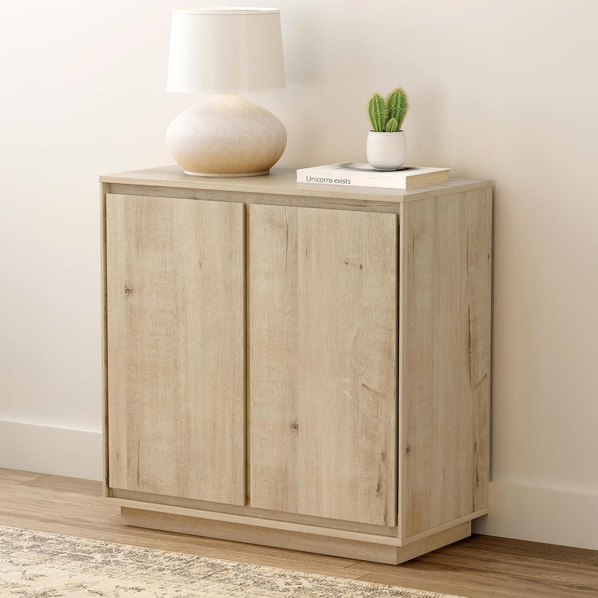 EYYTHUNG Buffet Storage Cabinets Set of 3, Sideboard Accent Cabinet with Adjustable Shelves and Handless Design, Credenza Console Table for Living Room, Light Oak