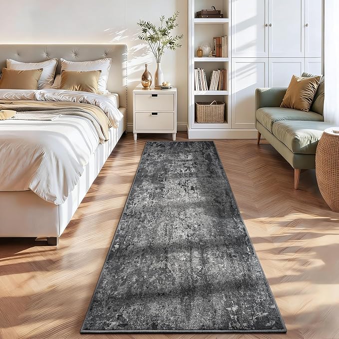 2x12 Black Rug Runners for Hallways Kitchen Runner Rug Non Slip Washable Black