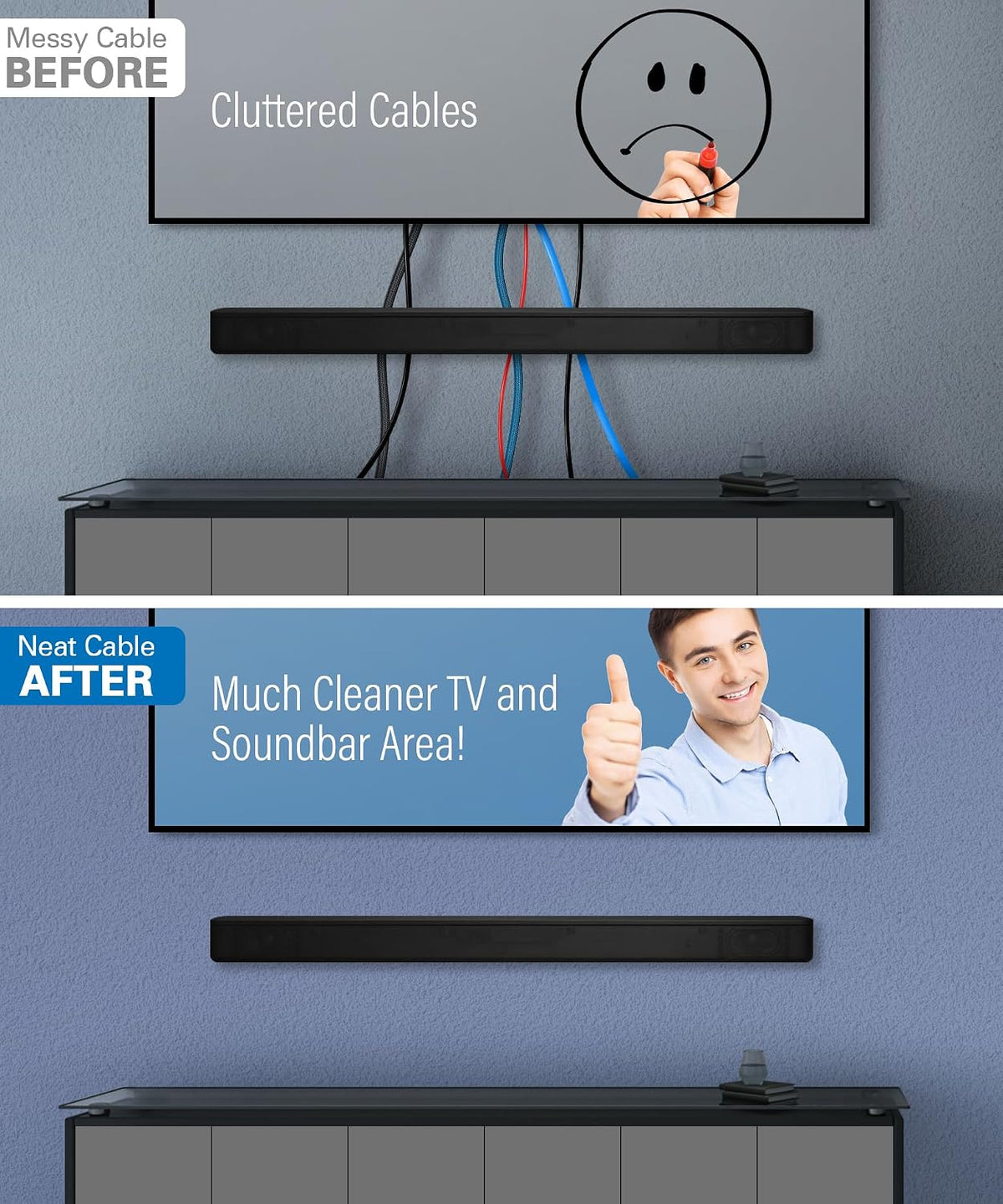 in Wall Cable Management Kit for Mounted TV & Soundbar - Cord Hider For Wall Mount TV - Powers Media Devices & Hides All Cables - Include Circle Saw & Drywall Saw, TV Cable Hider Wall Kit Easy Install