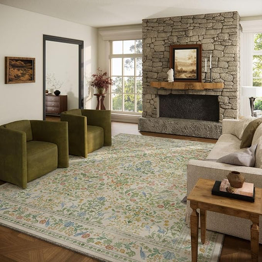 10x12 Area Rugs for Living Room: Washable Rug Stain Resistant Non Slip Low Pile
