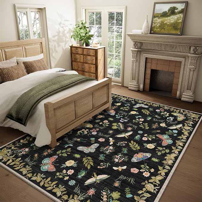 Washable Area Rug for Living Room: 8x10 Area Rugs Vintage Rugs Stain Resistant
