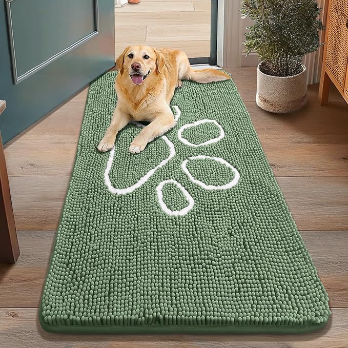 Smiry Dog Door Mat for Muddy Paws, Absorbent Dirt Trapper Non Slip Quick Dry