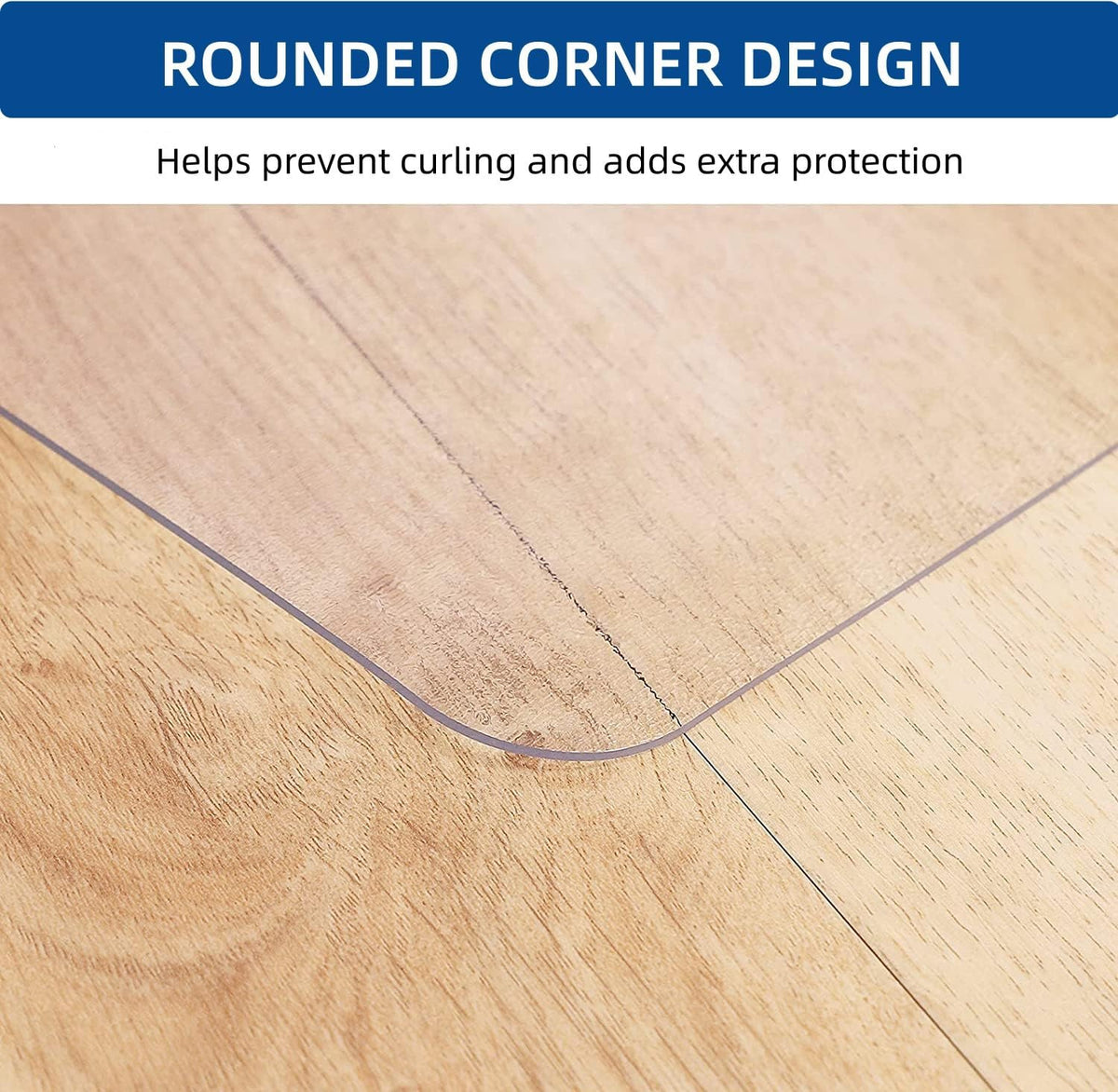 Tydle Chair Mat for Hard Floors, 48" x 60" Chair Mat for Hardwood Floor, Non-Slip Computer Under Desk Plastic Floor Mat for Work Gaming Chairs, Vinyl Hard Floor Protector for Home Office (Clear)