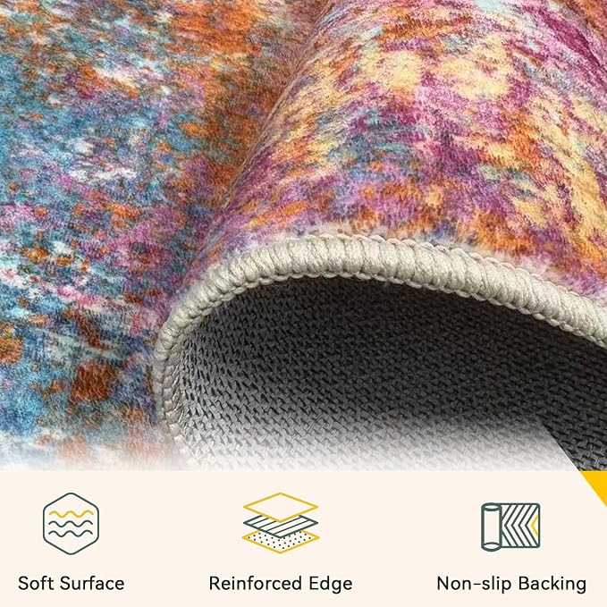 RELEANY Washable Area Rugs 9'x12' Non-Slip Modern Abstract Soft