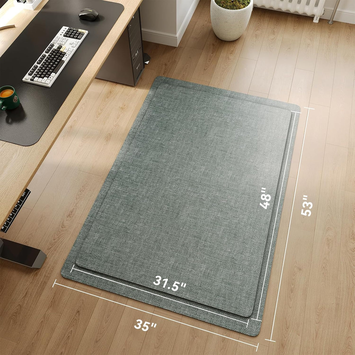 YDKGL Office Chair Mat for Hardwood Floor Non Slip Protector Grey 35"x53"