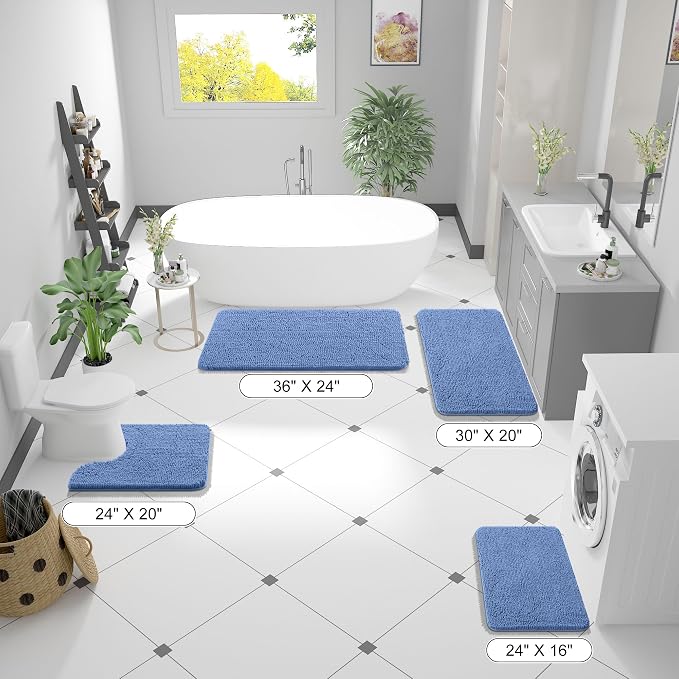 OLANLY Large Bathroom Rugs 70x46, Soft Absorbent Chenille Bath Rugs, Rubber