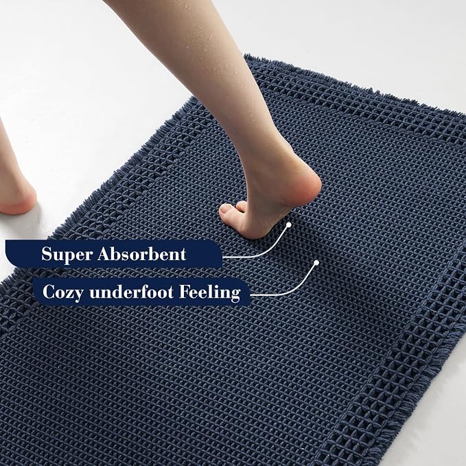 RESARE Waffle Bath Mat for Bathroom, Super Absorbent Bathroom Rugs Non Slip