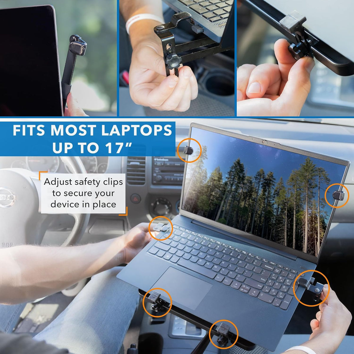 Mount-It! Car Laptop Mount, No-Drill Passenger Seat Stand, Fits 17" Laptops