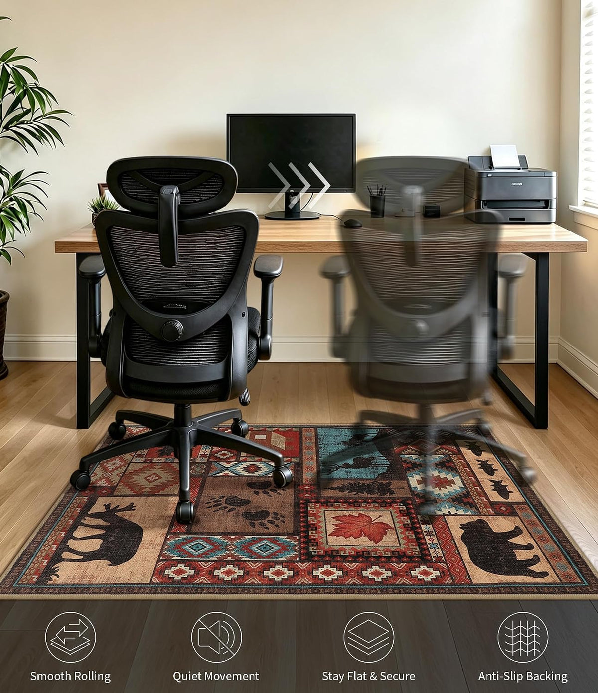 chakme Office Chair Mat for Hardwood Floor Non Slip 36"x48", Brown Cabin