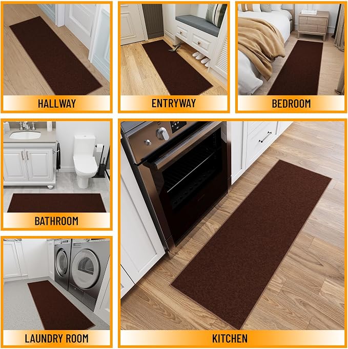 Ottomanson Hallway Runner Rug 20" x 53" Non Slip Solid Area Rugs Easy to Clean