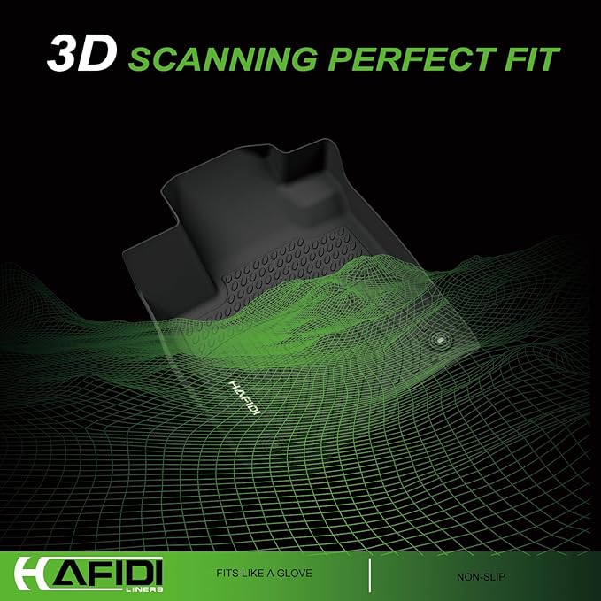 Floor Mats Custom for Ford Ranger SuperCrew Cab 2019-2023 All Weather Protection TPE Heavy Duty Non-Slip Automotive Floor Liners Fits Front& 2nd Row Full Set Accessories, Black