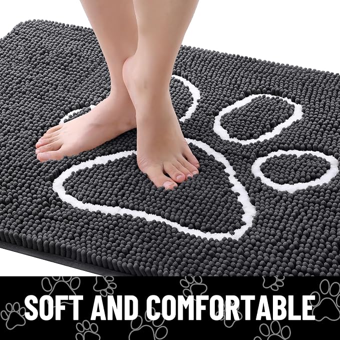 Smiry Dog Door Mat for Muddy Paws, Absorbent Dirt Trapper Non Slip Quick Dry