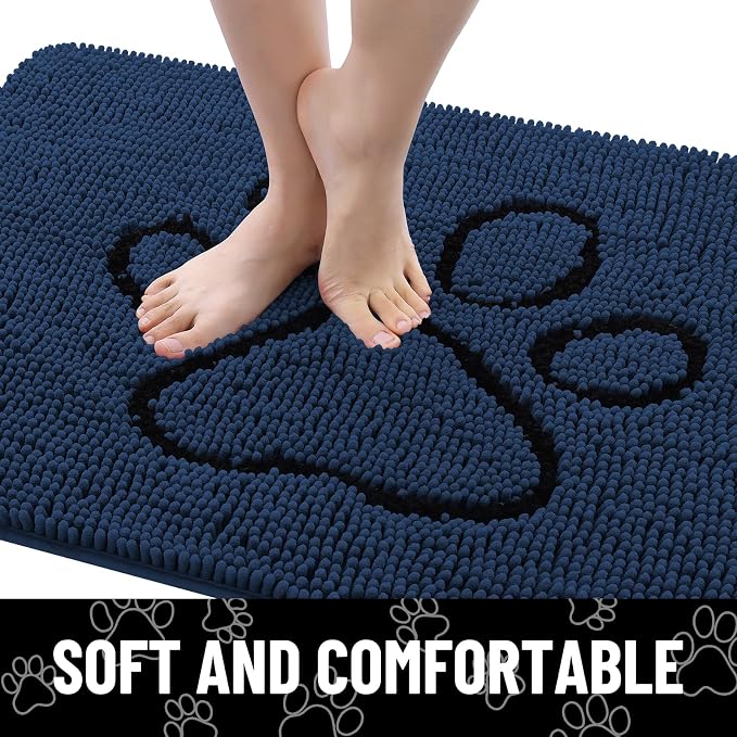 Smiry Dog Door Mat for Muddy Paws, Absorbent Dirt Trapper Non Slip Quick Dry