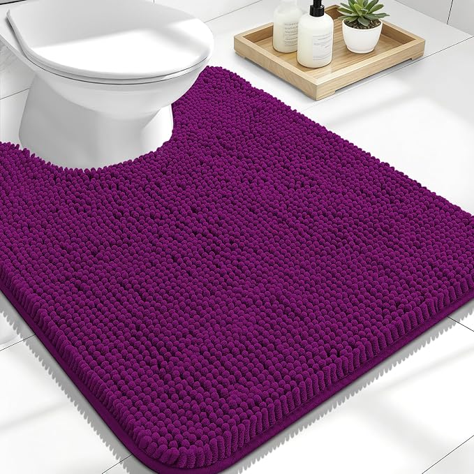 OLANLY Toilet Rugs U-Shaped 24x20, Extra Soft Absorbent Chenille Contour