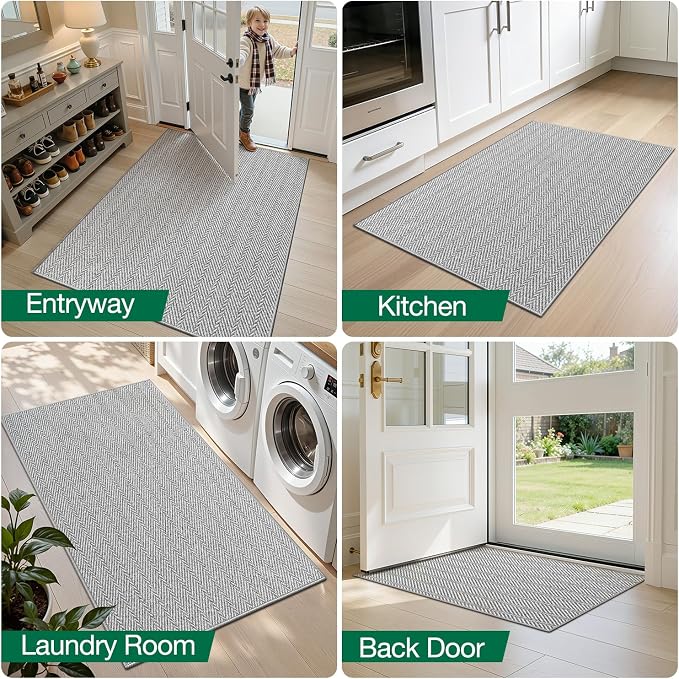 LUMI Ultra Thin Runner Rug for Hallway 2'x8', Non-Slip Entryway Rug