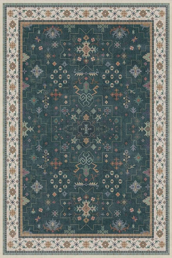 Hazo Haus Dark Green 4x6 Living Room Rug