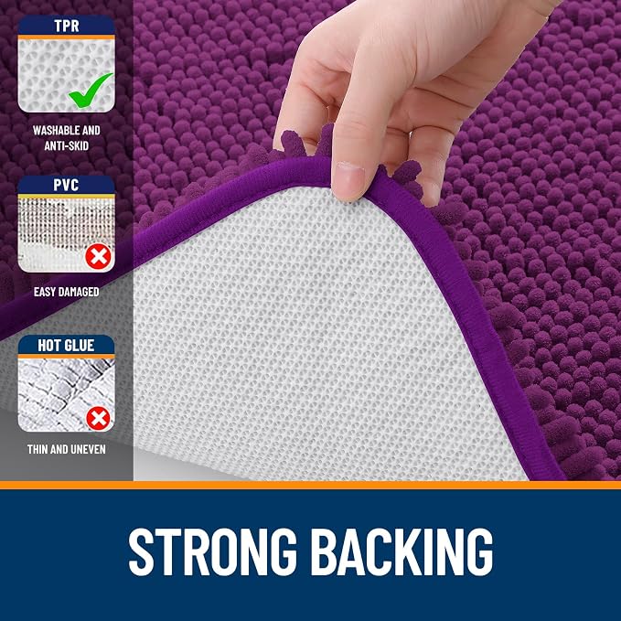 OLANLY Bathroom Runner Rugs 47x20, Extra Soft Absorbent Chenille Bath Rugs