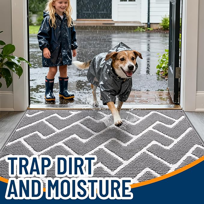 OLANLY Front Door Mat, Non-Slip Rubber Backing, Dirt Resistant and Absorbent