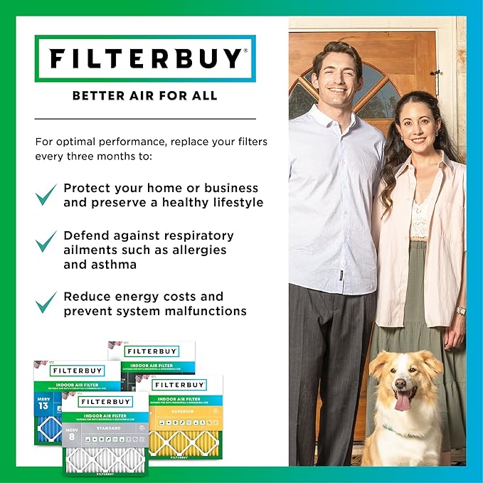 Filterbuy 18x30x1 Air Filter MERV 13 Optimal Smoke & Allergy Defense,