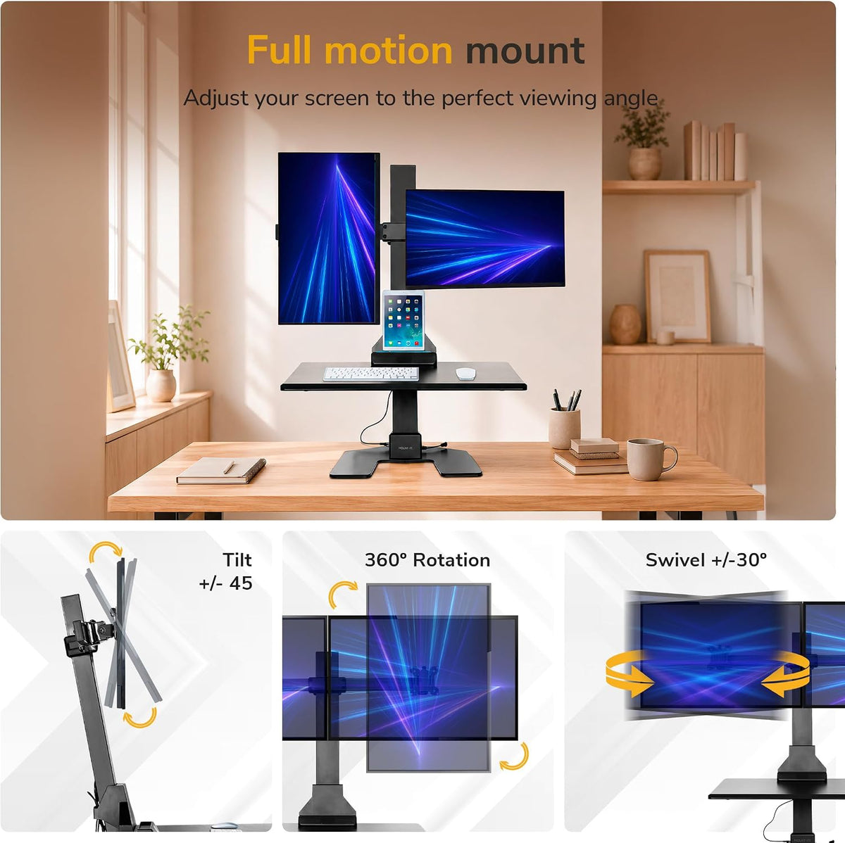 Mount-It! Dual Monitor Electric Standing Desk Converter, Sit-Stand Riser