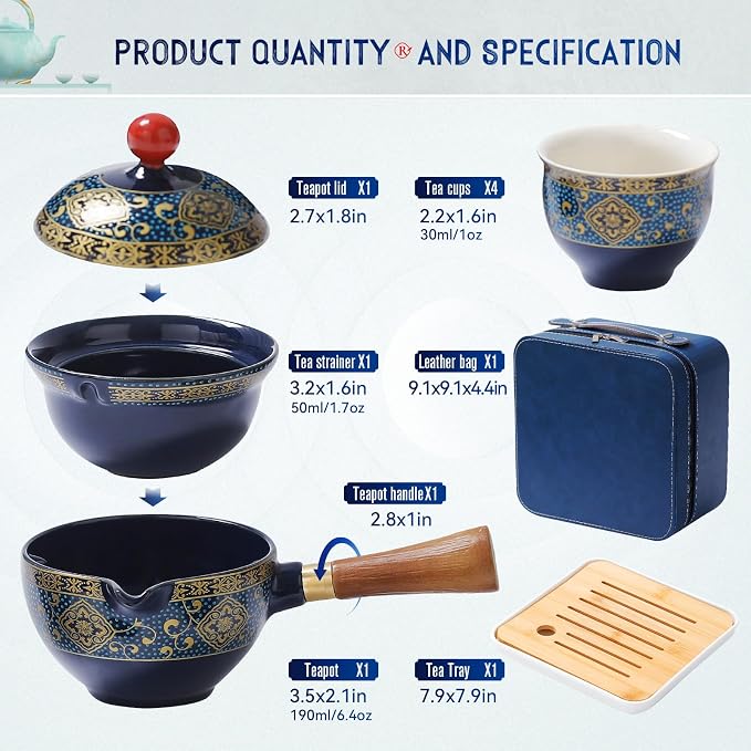 Chinese Tea Set, Chinese Gongfu Tea Set, Portable Teapot Set
