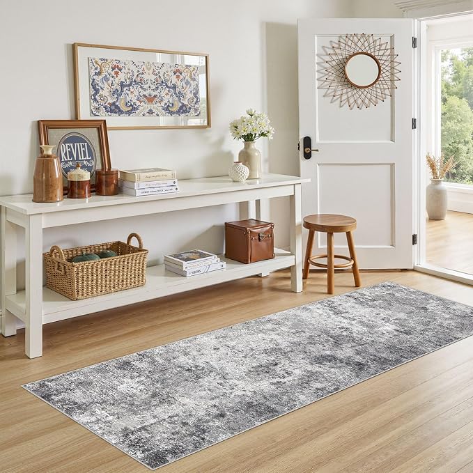 UERMEI 2x6 Washable Runner Rug for Hallway, Non Slip Low Pile Kitchen Carpet