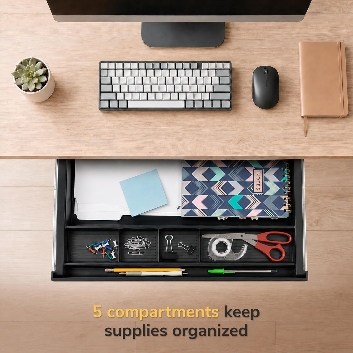 Mount-It! Large Under Desk Pencil Drawer, 21.25 in Wide, Ball Bearing Slide