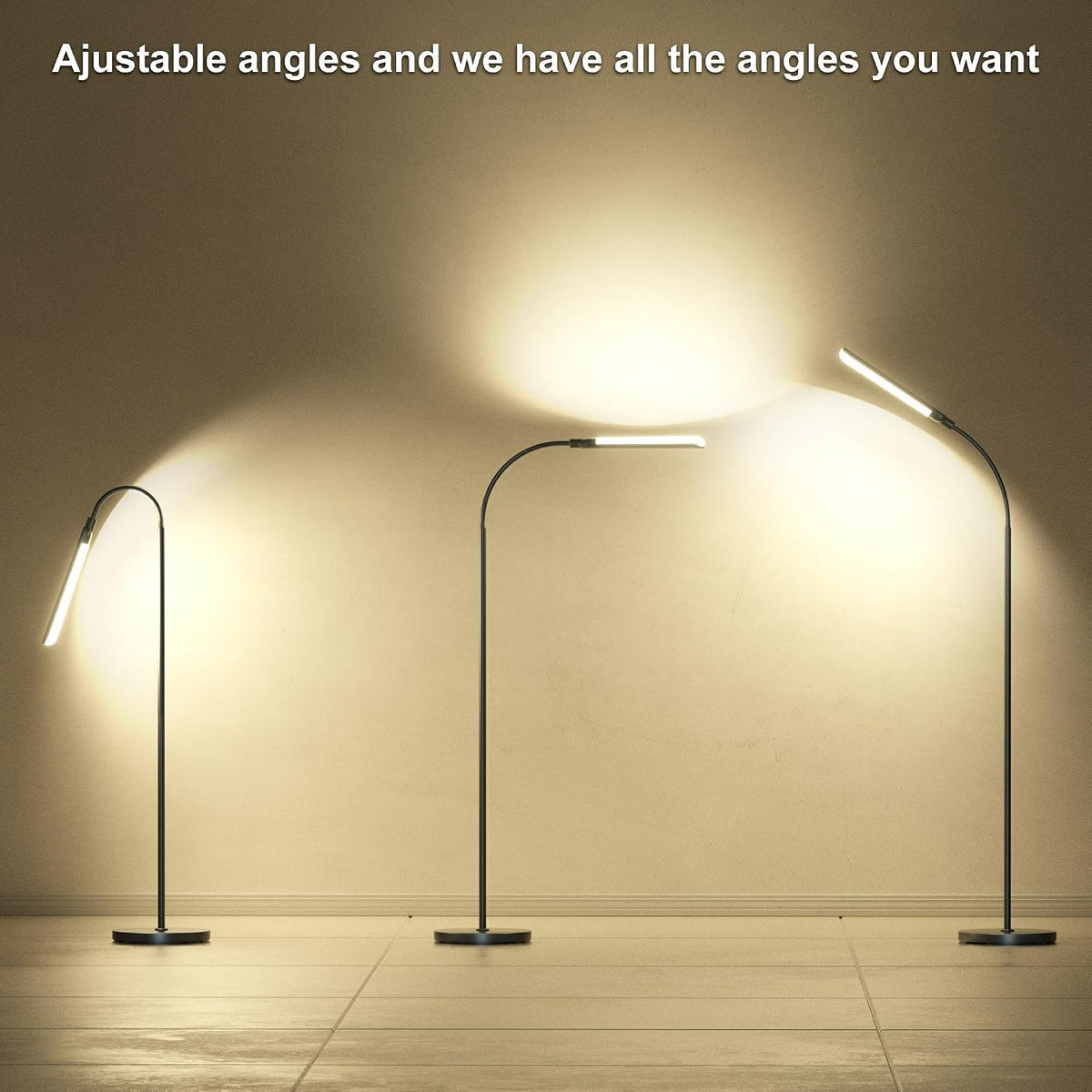 Floor Lamp, 18W 1800LM Super Bright LED Floor Lamps for Living Room with Remote, Stepless Dimming Color Temperature & Brightness, Modern Adjustable Neck Standing Lamp Ideal for Bedroom, Office, Study