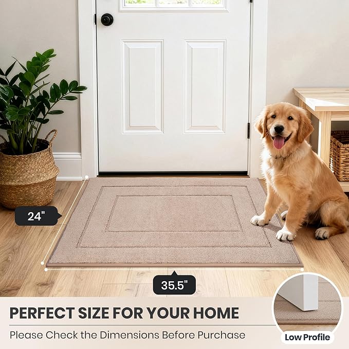 PURRUGS Dirt Trapping Door Mat 24" x 35.5", Non-Slip/Skid Machine Washable