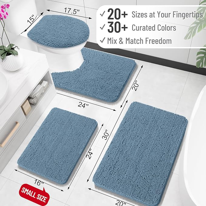 OLANLY Bathroom Rugs 32x20, Extra Soft Absorbent Chenille Bath Rugs, Rubber