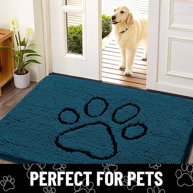 Smiry Dog Door Mat for Muddy Paws, Absorbent Dirt Trapper Non Slip Quick Dry