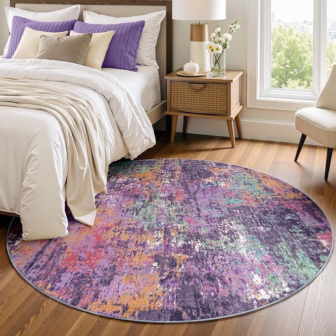 RELEANY Washable Area Rugs 4ft Non-Slip Modern Abstract Soft
