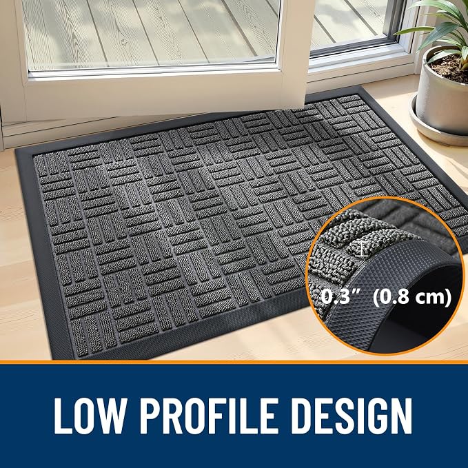 OLANLY Front Door Mat Outside Entrance 47x32, Heavy Duty Sturdy Natural Rubber