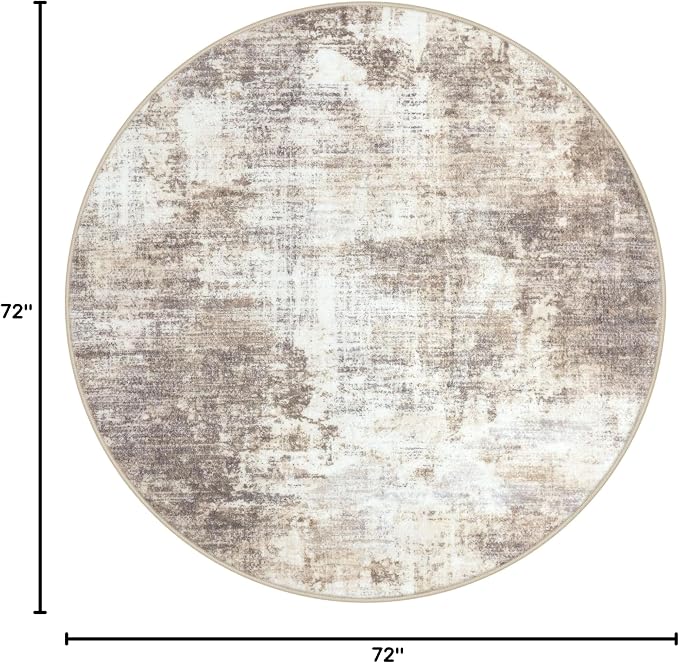 IOHOUZE Abstract Round Area Rug 6 Ft Washable Circle Rugs Large Round Rug Non