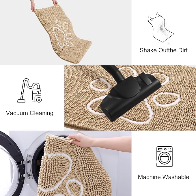 Smiry Dog Door Mat for Muddy Paws, Absorbent Dirt Trapper Non Slip Quick Dry