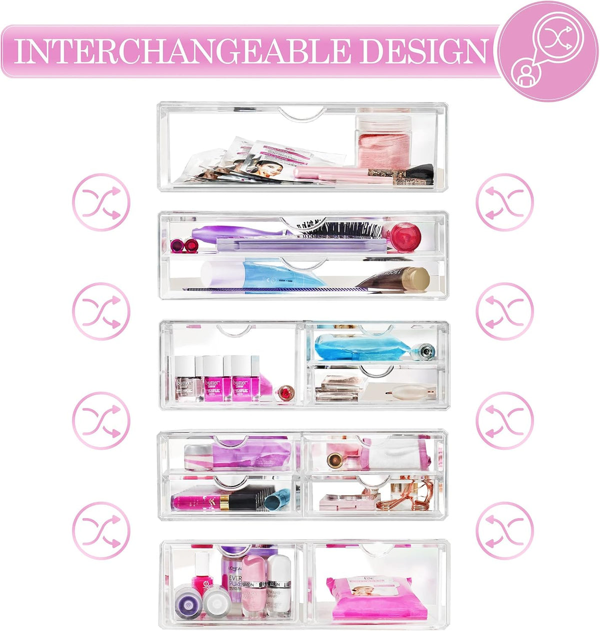 Sorbus Acrylic Drawers, Clear Makeup Organizer for Vanity (3 Drawers)