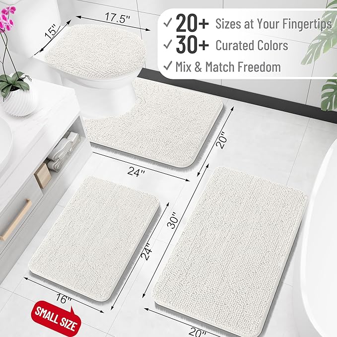 OLANLY Toilet Rugs U-Shaped 20x20, Extra Soft Absorbent Chenille Contour