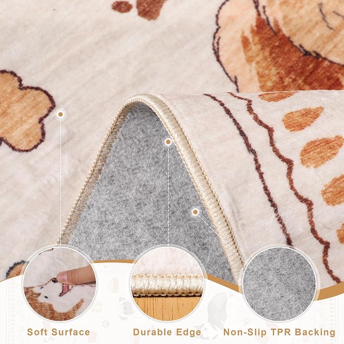 DUKINO 3x5 Area Rug, Lightweight Washable Entryway Rug