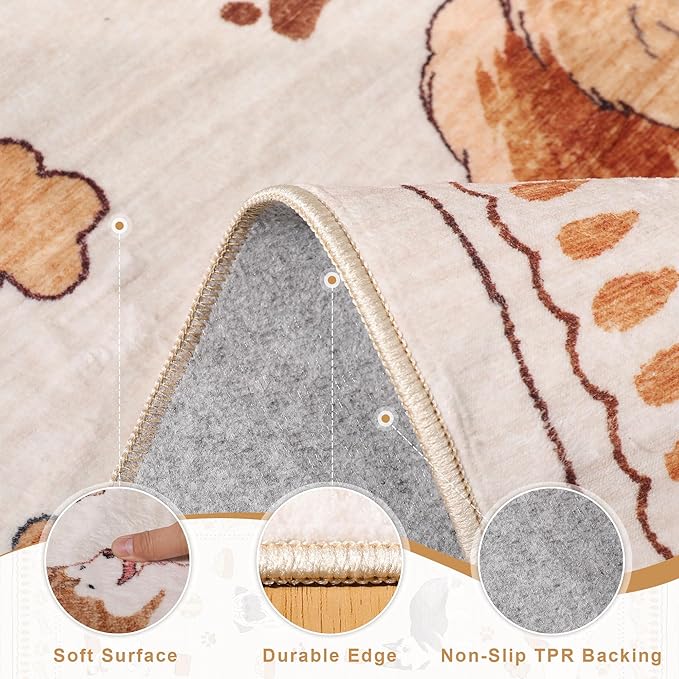 DUKINO 2x4 Runner Rug for Entryway, Animal Dog Print Washable Kitchen Rug