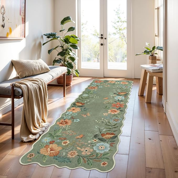 Lahome Floral Runners for Hallways, 2X6 Kitchen Runner Rug Ultra-Thin Soft