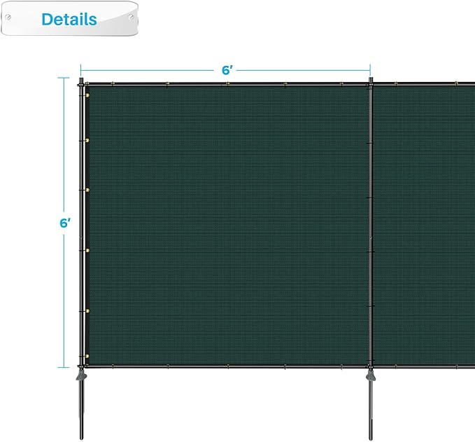 Patio 6' x 89' Outdoor Privacy Screen Freestanding Temporary Fence Panels Net Cover with Metal Poles for Outside Backyard Pool Garden Air Conditioner Fencing, Green