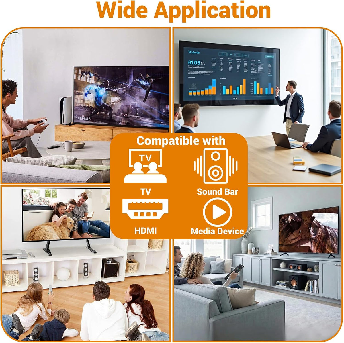 3 Usage Modes in Wall Cable Management Kit with Recessed Power, 4 Outlets