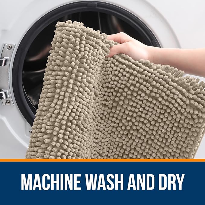 OLANLY Bathroom Rugs 36x24, Extra Soft Absorbent Chenille Bath Rugs, Rubber
