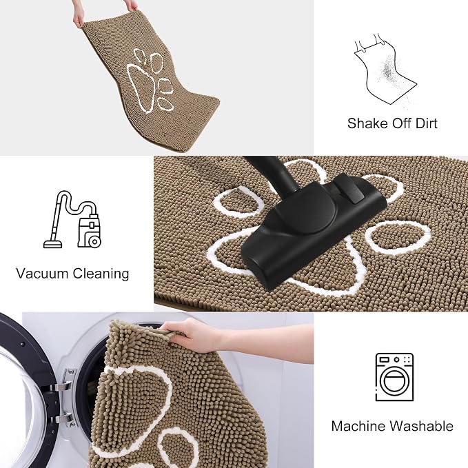 Smiry Dog Door Mat for Muddy Paws, Absorbent Dirt Trapper Non Slip Quick Dry