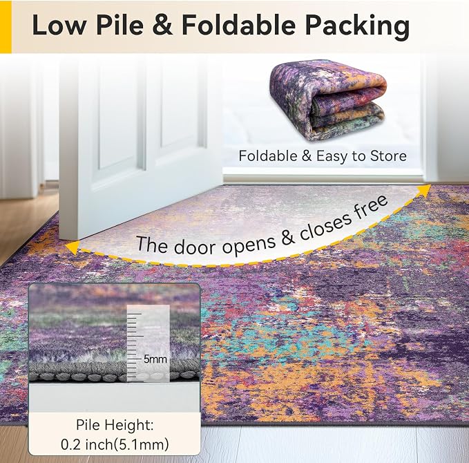 RELEANY Washable Area Rugs 5'x7' Non-Slip Modern Abstract Soft