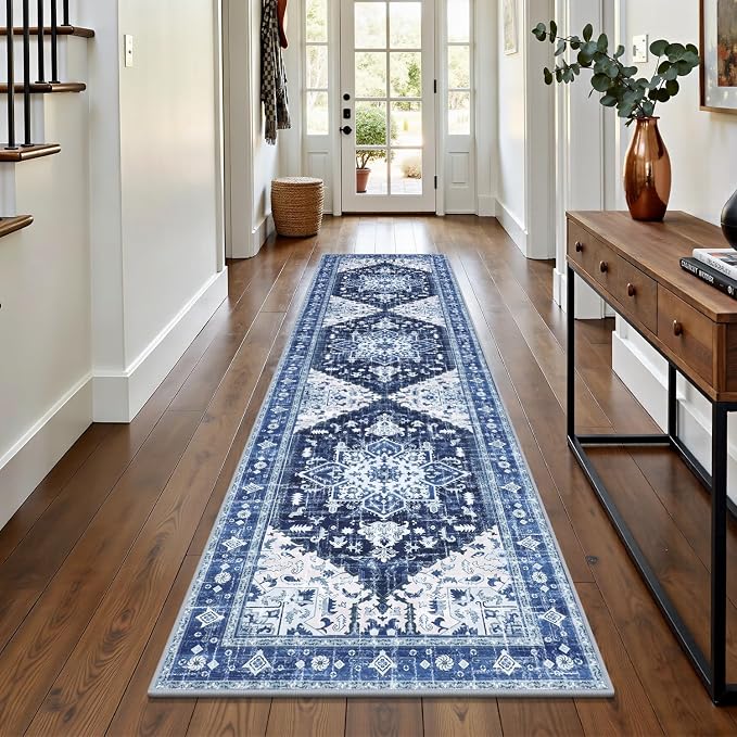Yamaziot Washable Runner Rug, 2x8 Non-Slip Boho Vintage Hallway Rug Runner