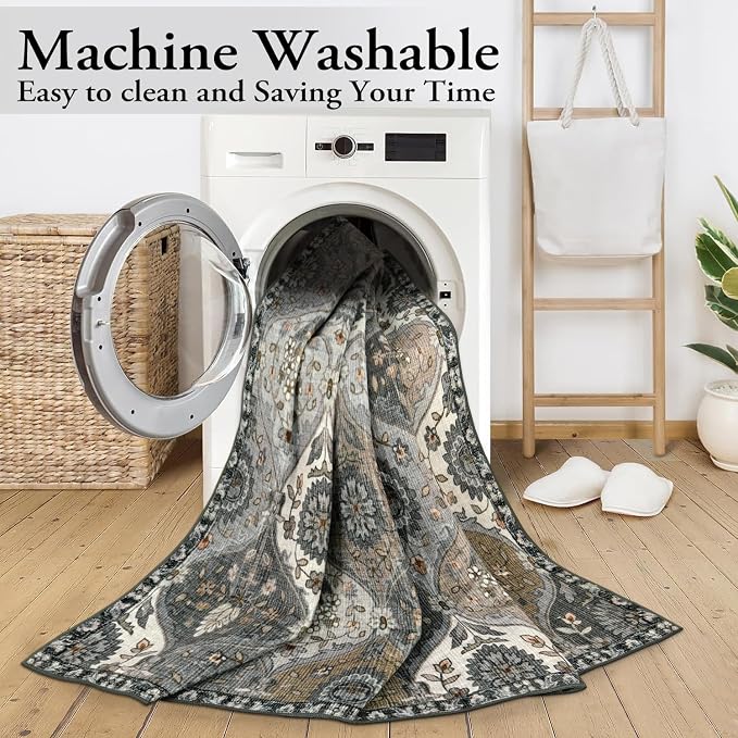 Lahome Moroccan Washable Living Room Rug, 5x8 Rugs